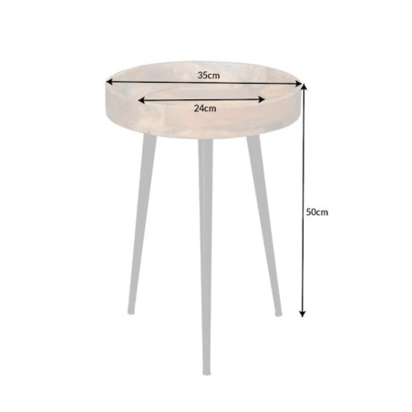 Table d'appoint ronde manguier et métal PURE NATURE 35cm