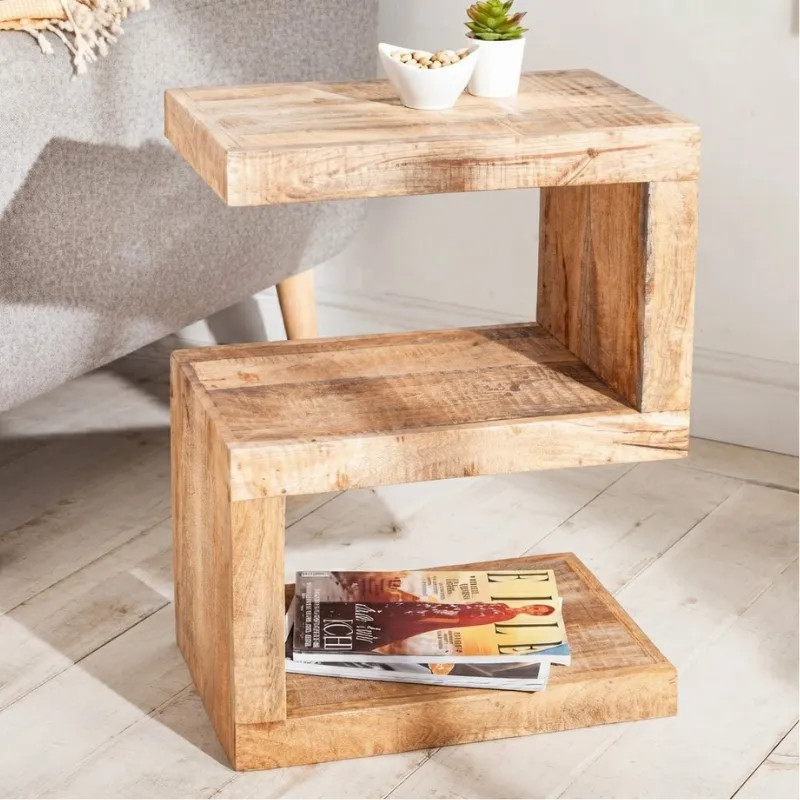 Bout de canapé original en manguier S 45cm