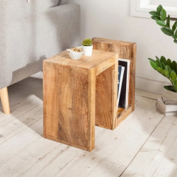 Bout de canapé original en manguier S 45cm
