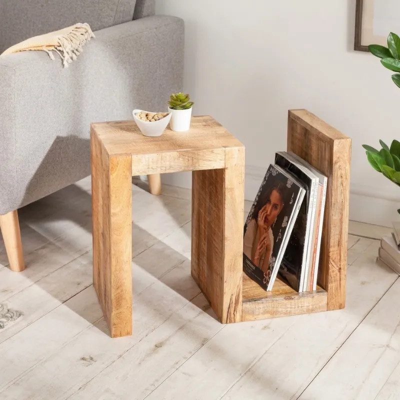 Bout de canapé original en manguier S 45cm
