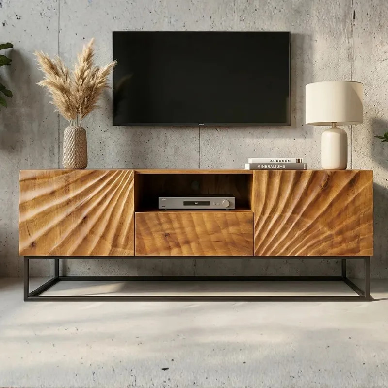 Meuble TV bois manguier et métal 160cm SCORPION