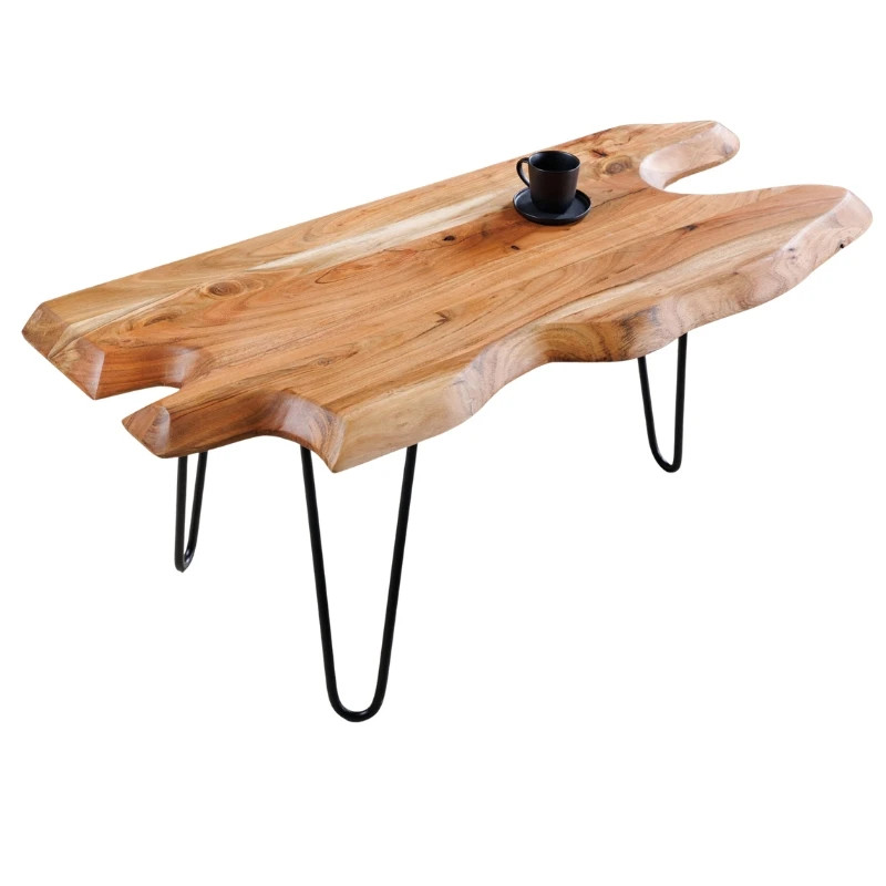 Table basse acacia massif WILD 100cm bords naturels