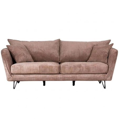 Canapé 3 places velours côtelé camel pieds métal 204cm HASTING Sofacasa