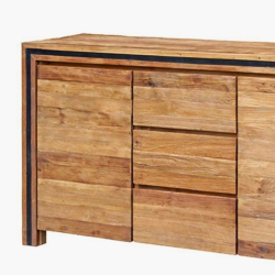 Buffet teck massif recyclé 160cm KAYOA Casita 2 portes et 3 tiroirs