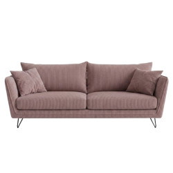 Canapé 3 places velours côtelé camel pieds métal 204cm HASTING Sofacasa