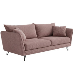 Canapé 3 places velours côtelé camel pieds métal 204cm HASTING Sofacasa