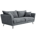 Canapé 3 places velours côtelé gris pieds métal 204cm HASTING Sofacasa