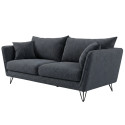 Canapé 3 places velours côtelé anthracite pieds métal 204cm HASTING Sofacasa