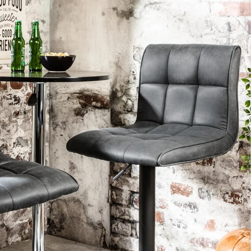 Lot de 2 tabourets de bar en microfibre vintage gris MODENA