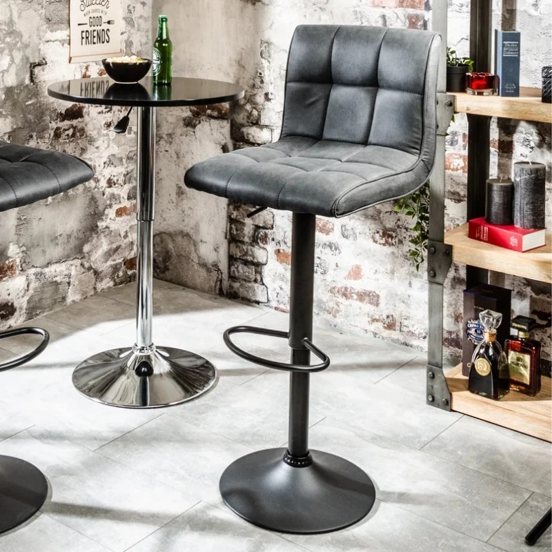 Lot de 2 tabourets de bar en microfibre vintage gris MODENA
