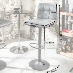 Lot de 2 tabourets de bar en microfibre vintage gris MODENA
