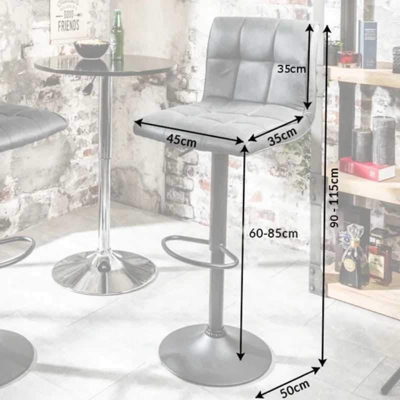 Lot de 2 tabourets de bar en microfibre vintage gris MODENA