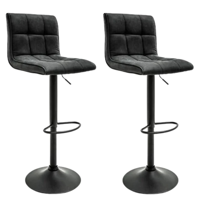 Lot de 2 tabourets de bar en microfibre vintage gris MODENA