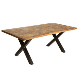 Table à manger en manguier massif pieds en X métal 200cm INFINITY HOME
