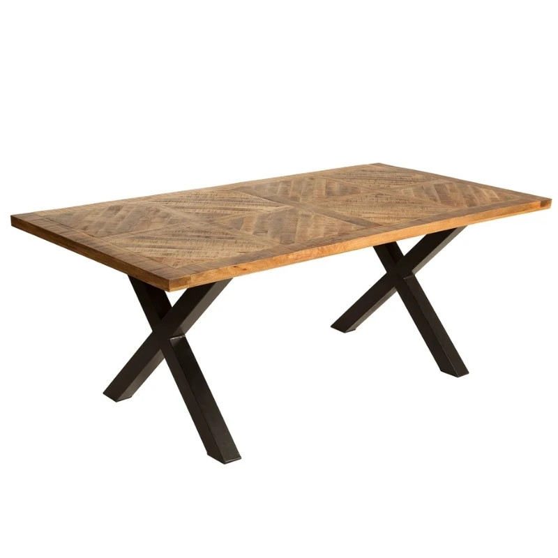 Table à manger en manguier massif pieds en X métal 200cm INFINITY HOME
