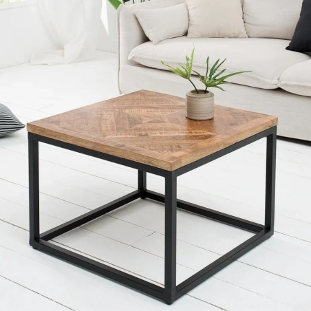 Table basse carrée manguier et métal 60 cm INFINITY HOME
