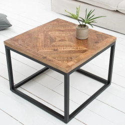 Table basse carrée manguier et métal 60 cm INFINITY HOME