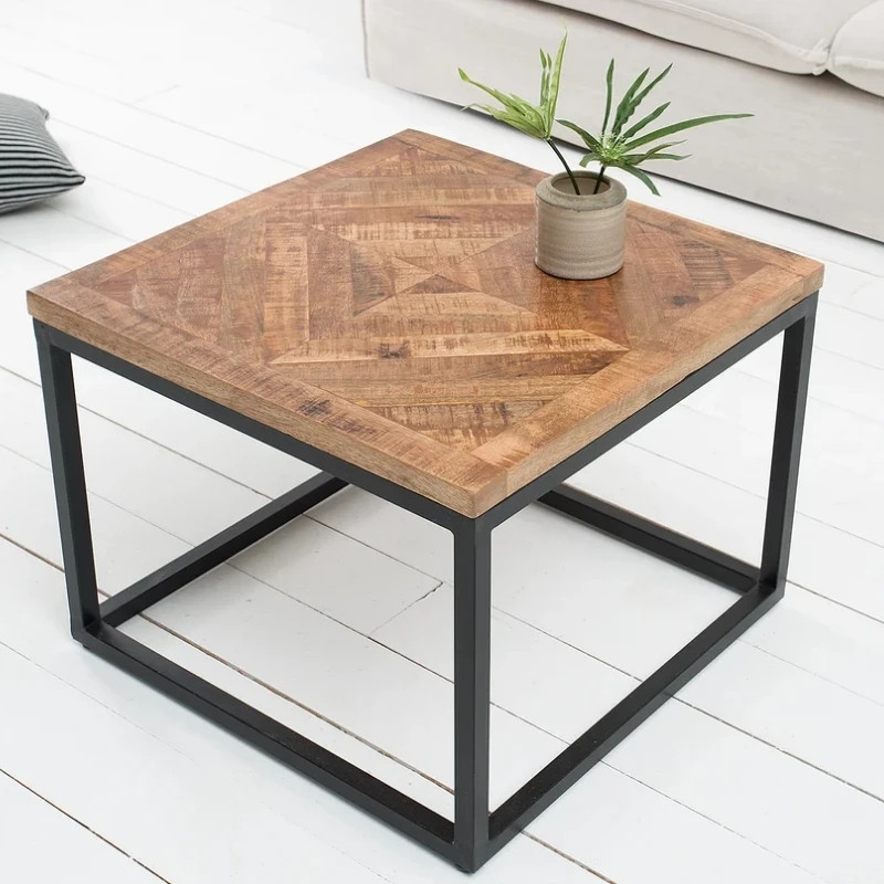 Table basse carrée manguier et métal 60 cm INFINITY HOME