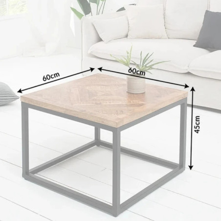 Table basse carrée manguier et métal 60 cm INFINITY HOME