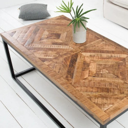 Table basse en manguier et métal design industriel 100 cm INFINITY HOME