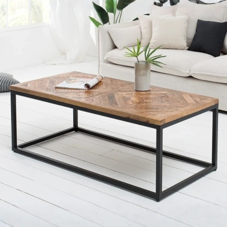 Table basse en manguier et métal design industriel 100 cm INFINITY HOME
