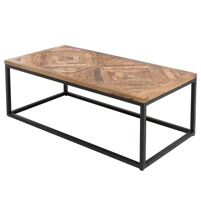 Table basse en manguier et métal design industriel 100 cm INFINITY HOME