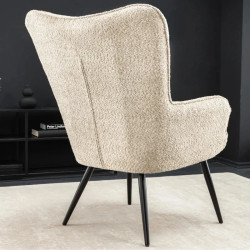 Fauteuil bouclé champagne grège avec accoudoirs SCANDINAVIA