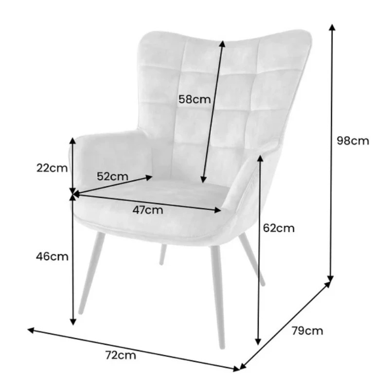 Fauteuil bouclé champagne grège avec accoudoirs SCANDINAVIA