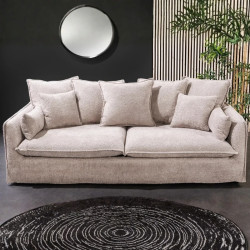 Canapé 3 places bouclé beige champagne 202 cm HEAVEN