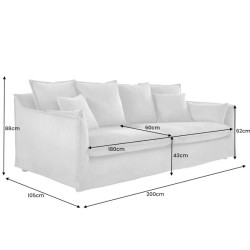 Canapé 3 places bouclé beige champagne 202 cm HEAVEN