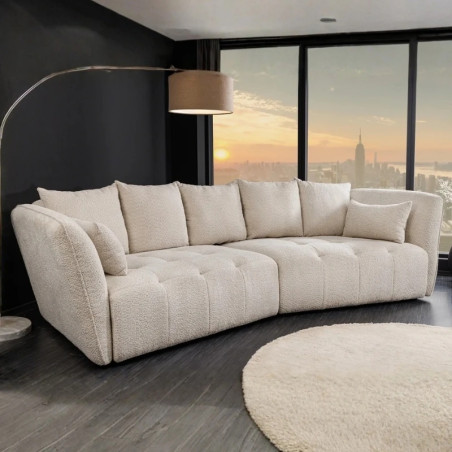 Canapé bouclé champagne beige 295 cm ROYAL XL