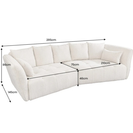 Canapé bouclé gris 295 cm ROYAL XL