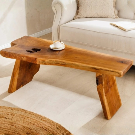 Banc d'entrée en racine de teck 100 cm ROOT