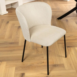 Lot de 2 chaises velours côtelé beige et métal LYON
