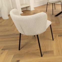 Lot de 2 chaises velours côtelé beige et métal LYON