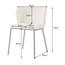 Lot de 2 chaises velours côtelé rose et métal LYON