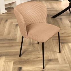 Lot de 2 chaises velours côtelé rose et métal LYON