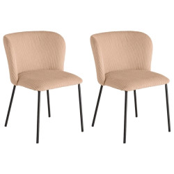 Lot de 2 chaises velours côtelé rose et métal LYON