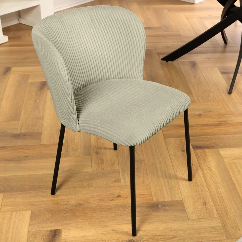 Lot de 2 chaises velours côtelé vert et métal LYON