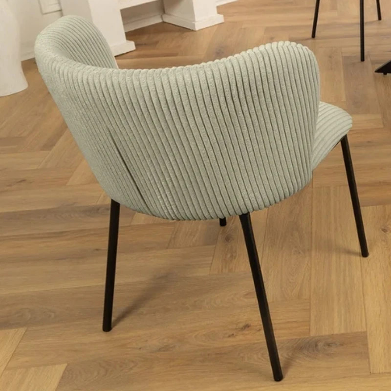 Lot de 2 chaises velours côtelé vert et métal LYON