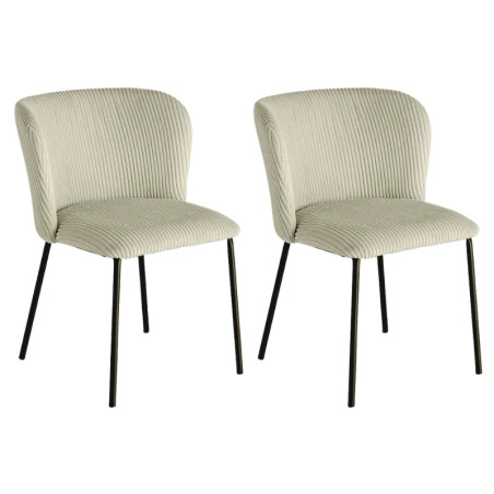 Lot de 2 chaises velours côtelé vert et métal LYON