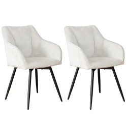 Lot de 2 fauteuils pivotants en tissu beige 360° AVIGNON