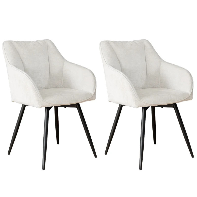 Lot de 2 fauteuils pivotants en tissu beige 360° AVIGNON