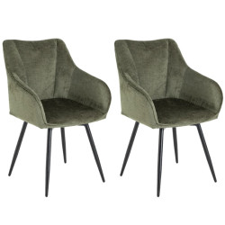 Lot de 2 fauteuils pivotants en tissu vert 360° AVIGNON