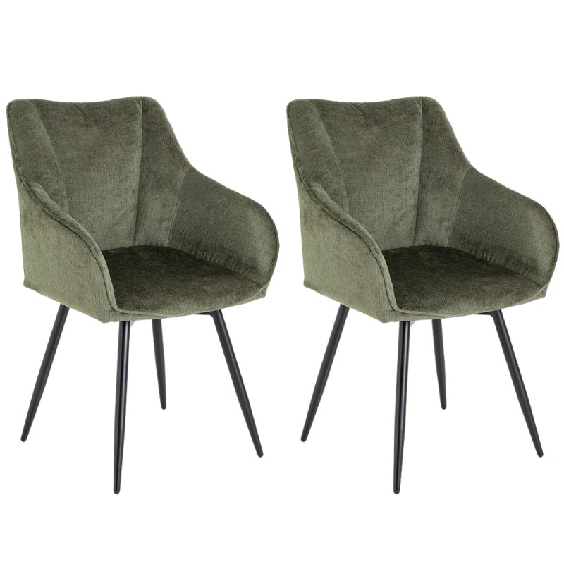 Lot de 2 fauteuils pivotants en tissu vert 360° AVIGNON