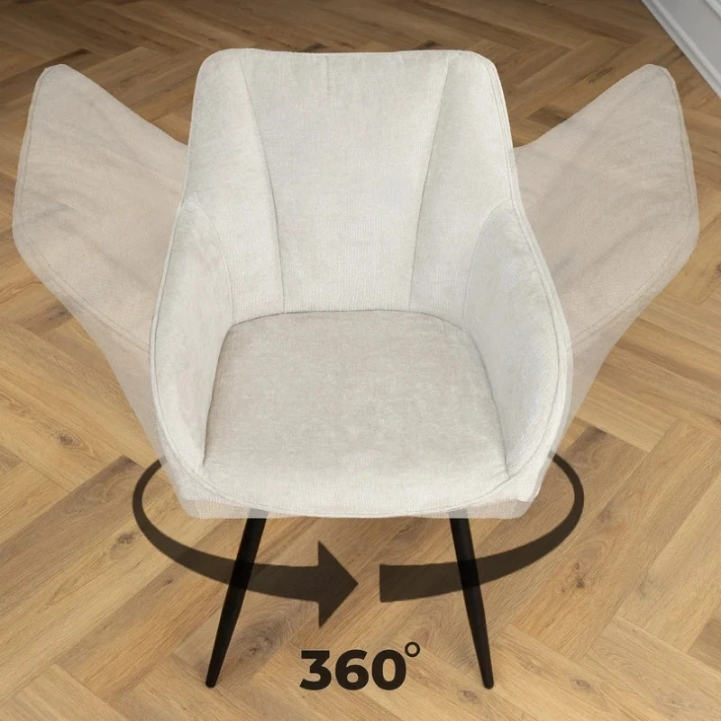 Lot de 2 fauteuils pivotants en tissu beige 360° AVIGNON