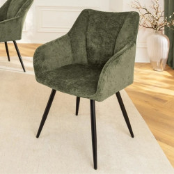 Lot de 2 fauteuils pivotants en tissu vert 360° AVIGNON