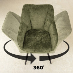Lot de 2 fauteuils pivotants en tissu vert 360° AVIGNON