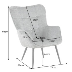 Fauteuil tissu chenille vert accoudoirs SCANDINAVIA