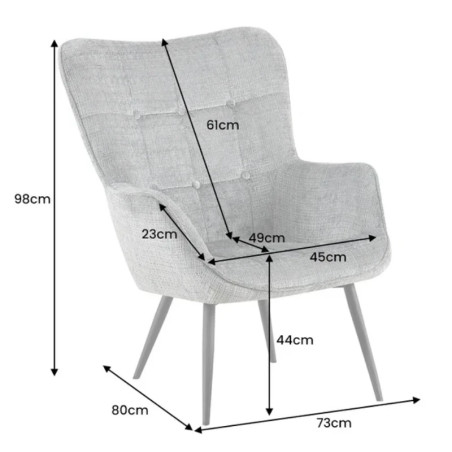 Fauteuil tissu chenille vert accoudoirs SCANDINAVIA